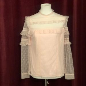Pink Polka Dot Sheer Top
